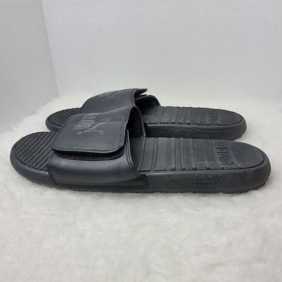 Puma Slides Men\'s Size 12 Black Comfy Casual Sandals Cushioned EUC main image 4